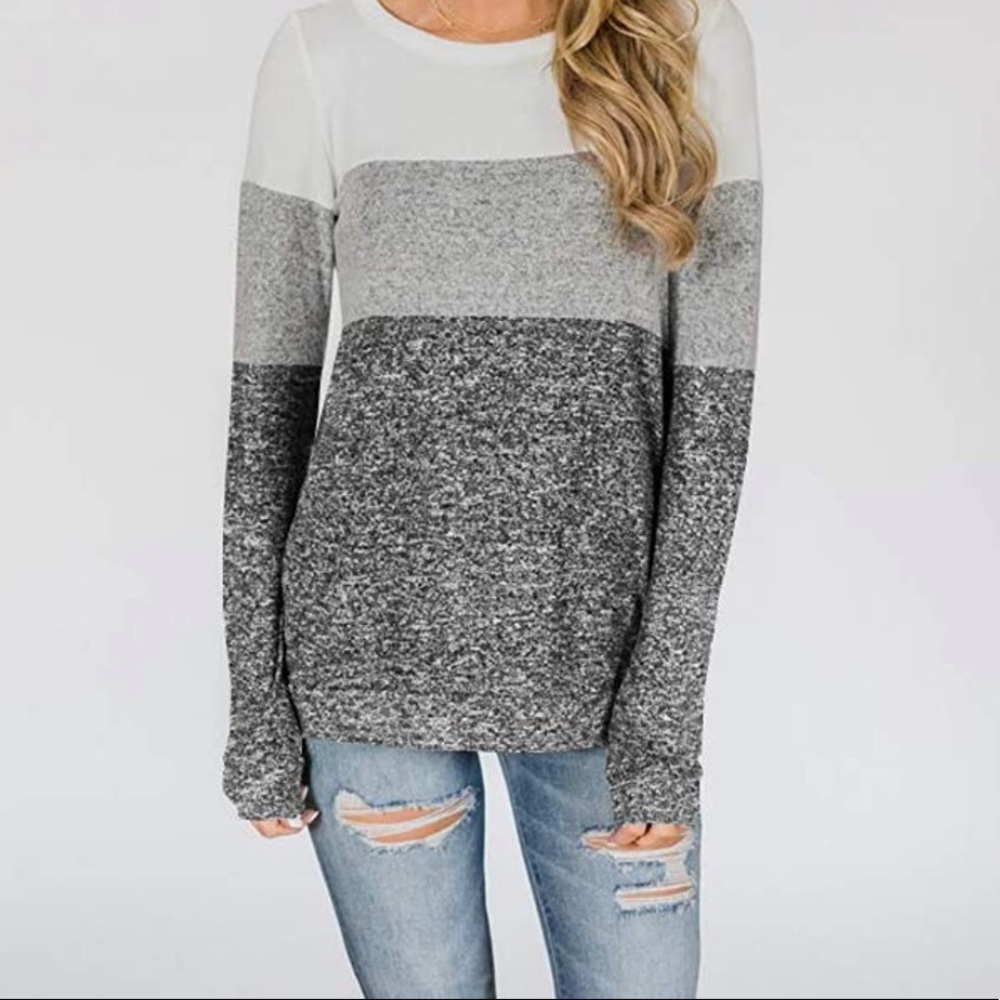 🆕 Beautiful Long sleeve Color block Top - Picture 2 of 6